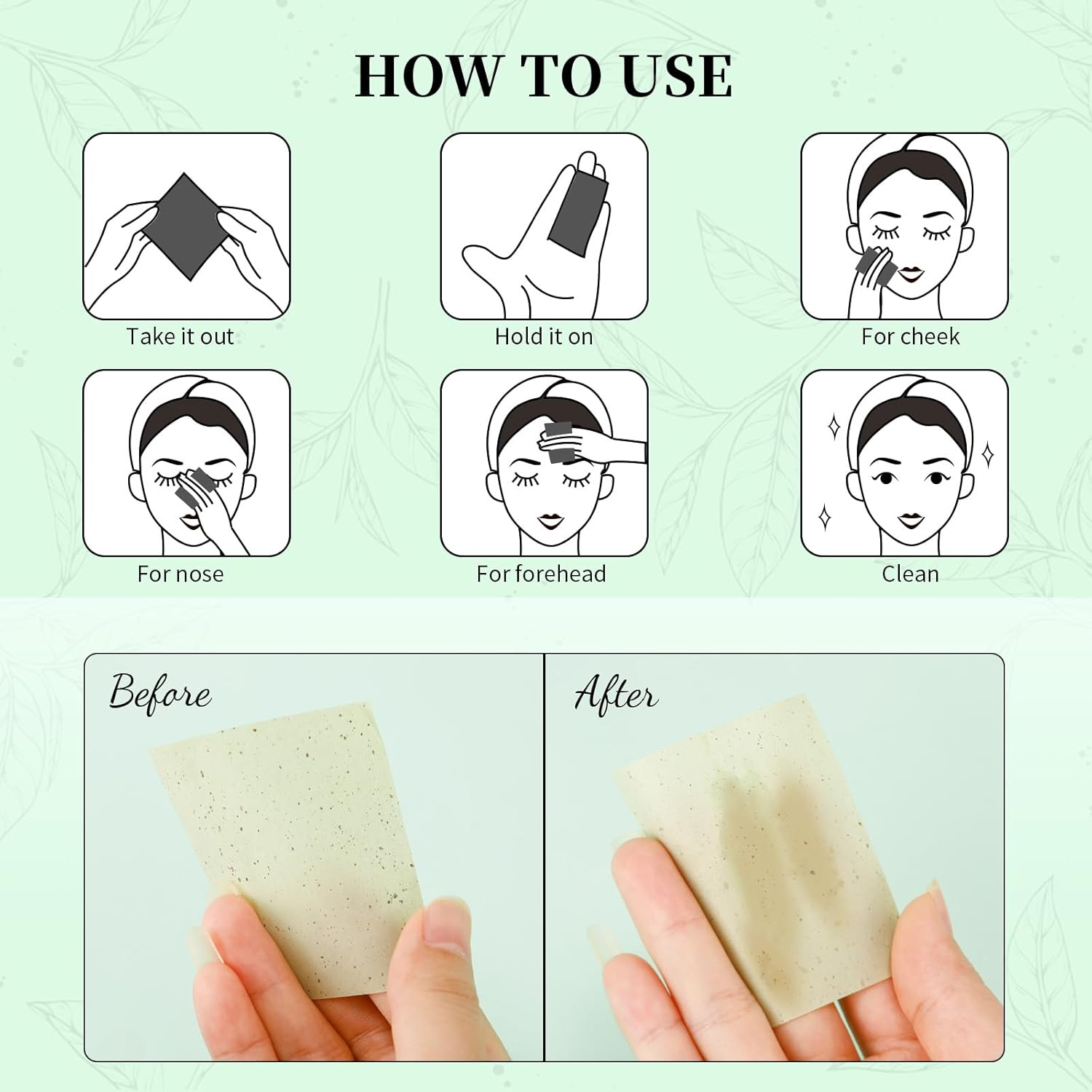 Oil Blotting Sheets for Face Refills Only,Ducare 200 Sheets Green Tea Blotting Paper for Oily Skin image number 4