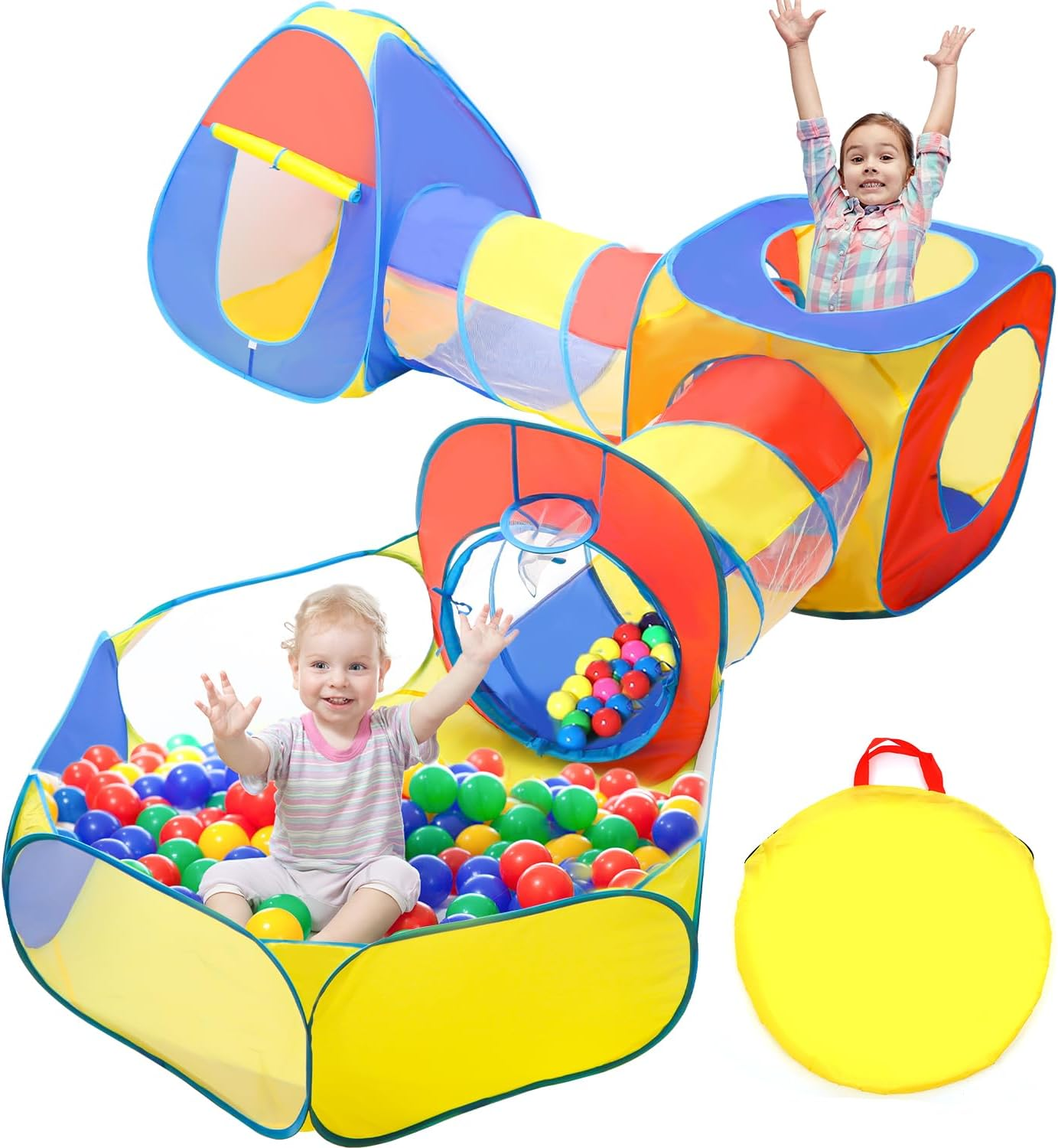 Eaglestone 5-In-1 Kids Play Tent with Tunnel and Ball Pit, Pop-Up Playhouse Set for Toddlers and Kids, Foldable Ball Pit Tent for Indoor and Outdoor Toys for Boys and Girls image number 5