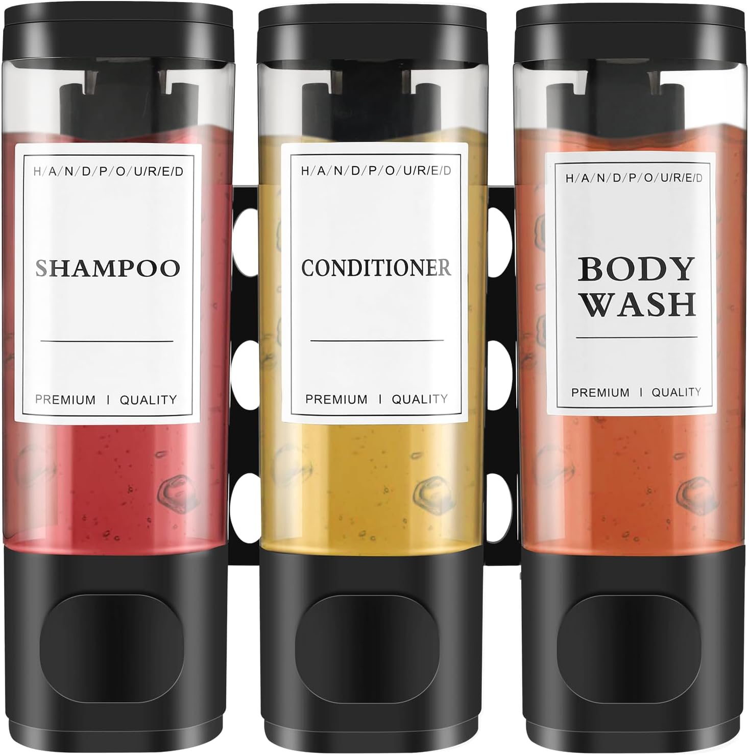 Fwqofvk 3 in 1 Shower Soap Dispenser 3 Chamber Bathroom Shower Dispensers No Drill Shampoo and Conditioner Dispenser Easy to Install Versatile Shampoo Dispenser Wall Mounted for Bathroom (White)