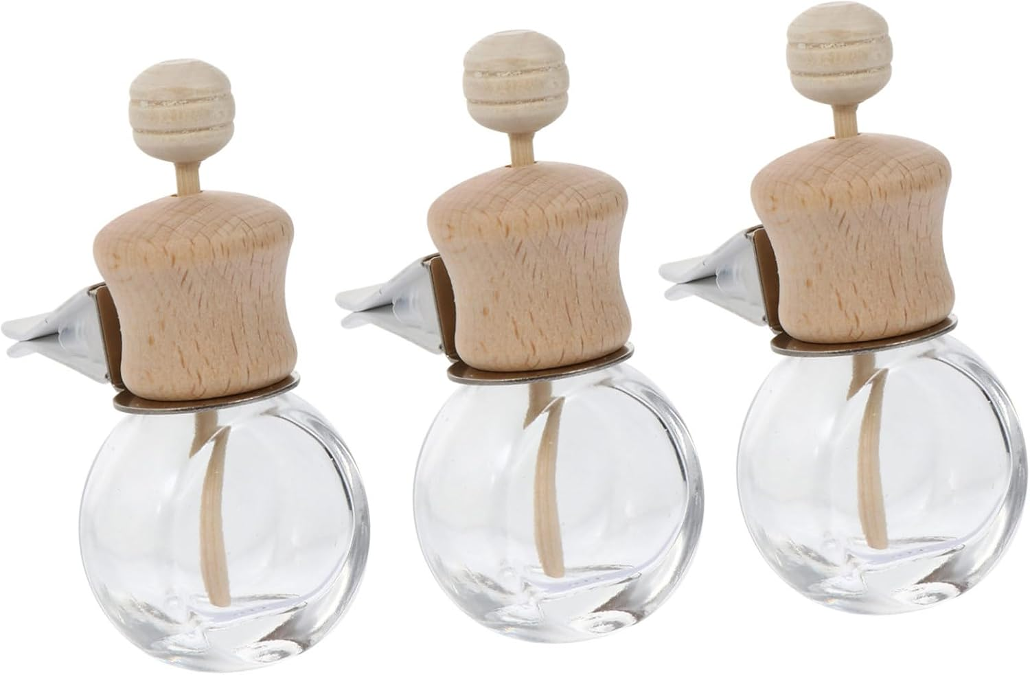 3Pcs Car Diffuser Bottles Essential Oil Aromatherapy Containers Wooden Lid Easy to Install for Refreshing Car Fragrance image number 1