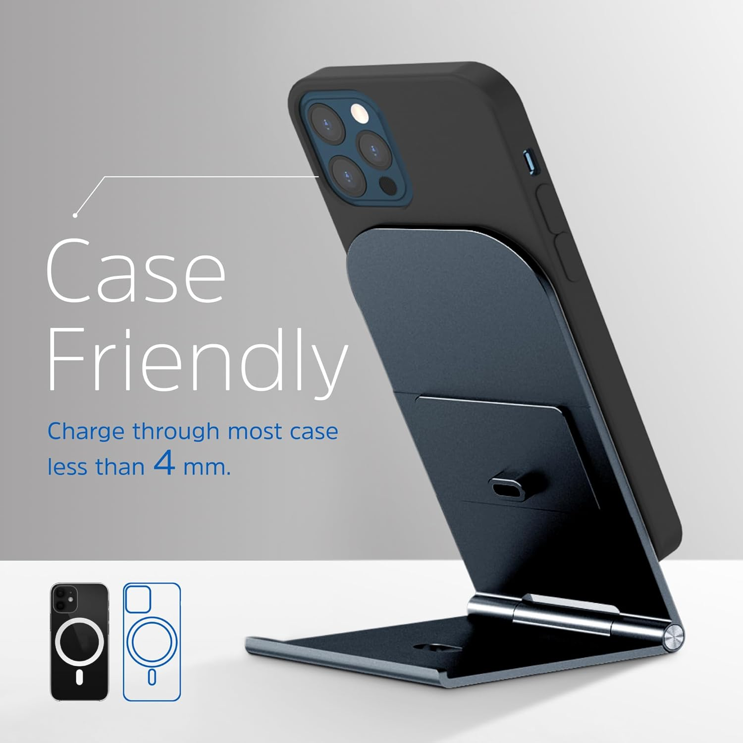 Energizer WCP102 Ultra Thin Wireless Charging Stand for Wireless Chargers, Magsafe, 15W Max, 3Mm, 180 Degree Adjustment, Aluminium Alloy image number 5