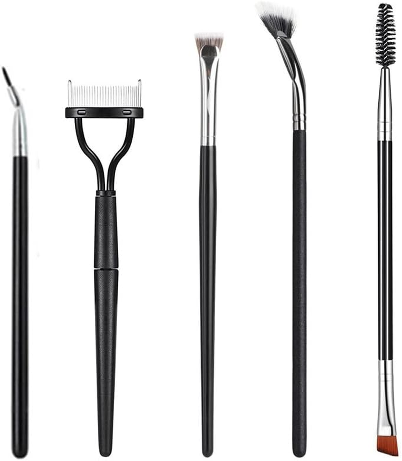 Eyelash Comb and Mascara Fan Brush for Lashes,5Pcs Lash Fan Brush Folding Angle Scalloped Lash Brush,Eyebrow Brush,Mascara Fan Brush,Angled Fan Shaped Eyelash Brush,Eyelash Eyebrow Brush for Lashes image number 5