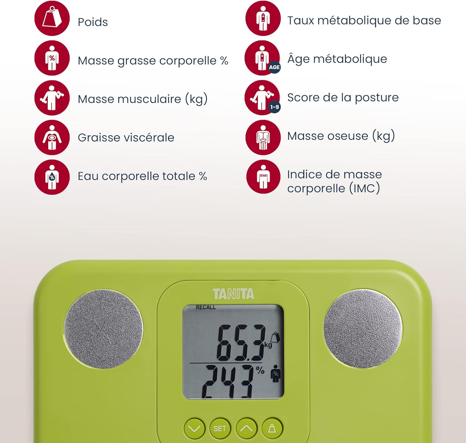 TANITA BC-730 Lightweight Compact Innerscan Body Analysis Monitor, Easy to Read, 9 Measurements Display, Green