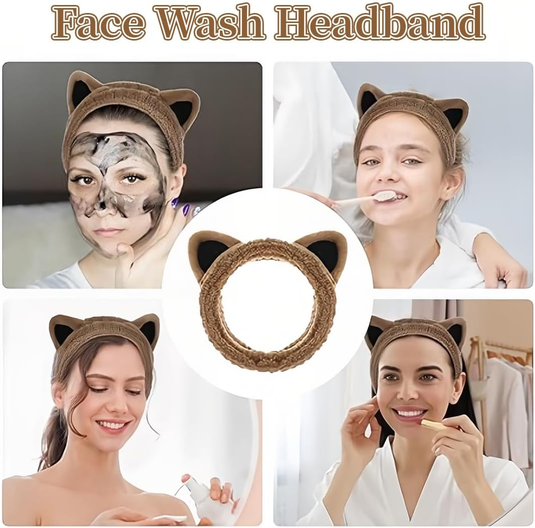 Women'S Make-Up Headband, Cat Ears, Face Wash Headband, Makeup Headband, Skin Care Headband, Fleece Spa Facial Headband for Women Girls Sport Yoga image number 3