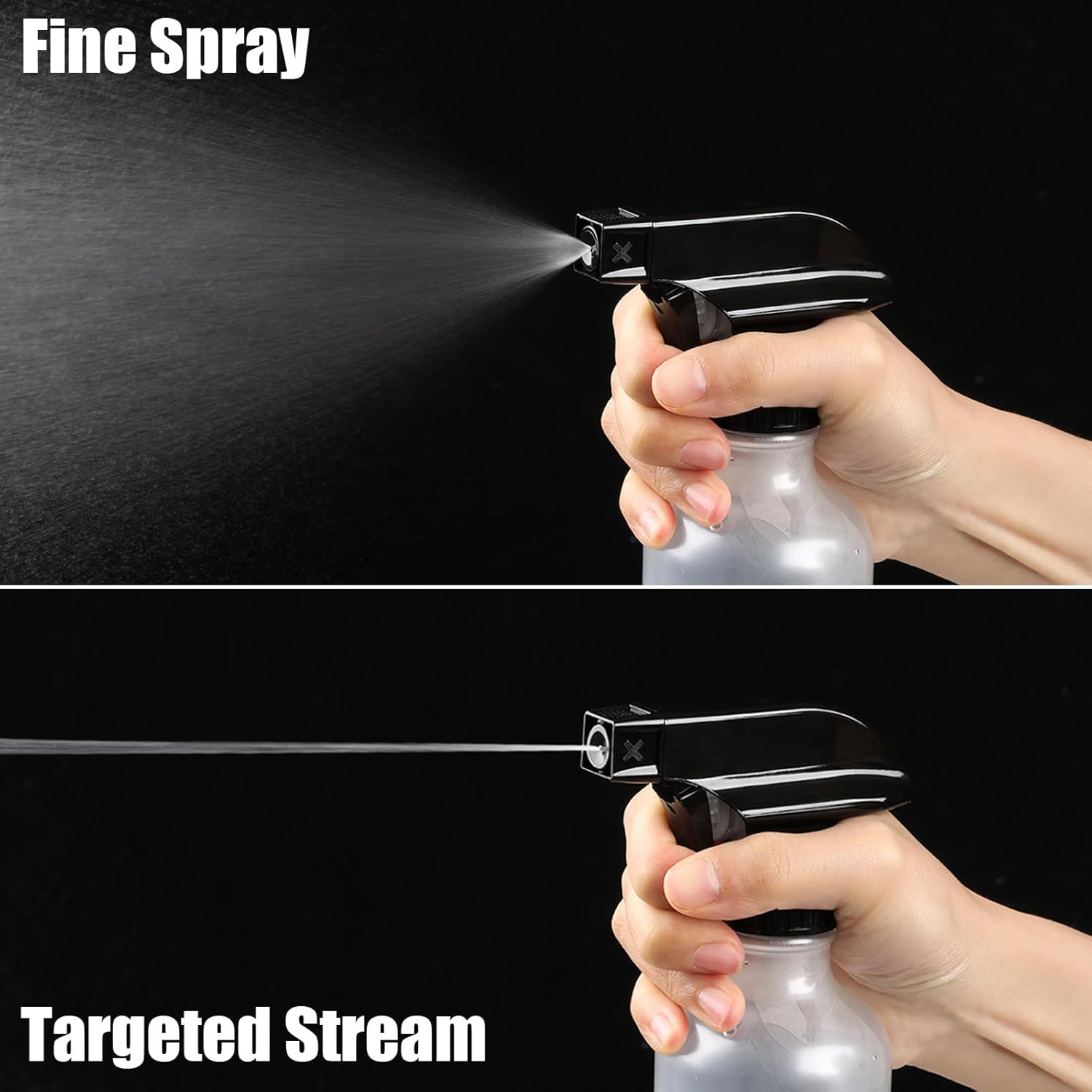 Plastic Spray Bottles Frosted Clear, Plant Mister Spray Bottle， 10Oz Refillable Empty Spray Bottles with Adjustable Nozzle Mist/Stream, Water Spray Bottle for Hair, Cleaning Solutions, Pet, Cooking - 2 Amber image number 5