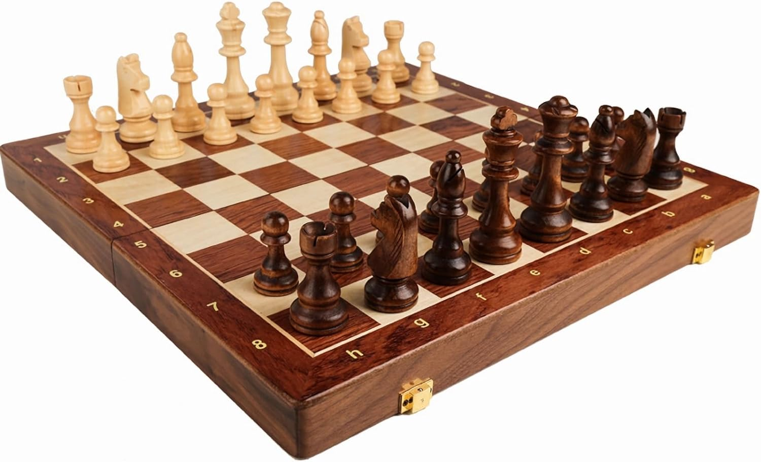 Walnut Chess Set 15'' X 15'' with Felted Game Board Interior for Storage Chess Game for Child & Adult image number 2