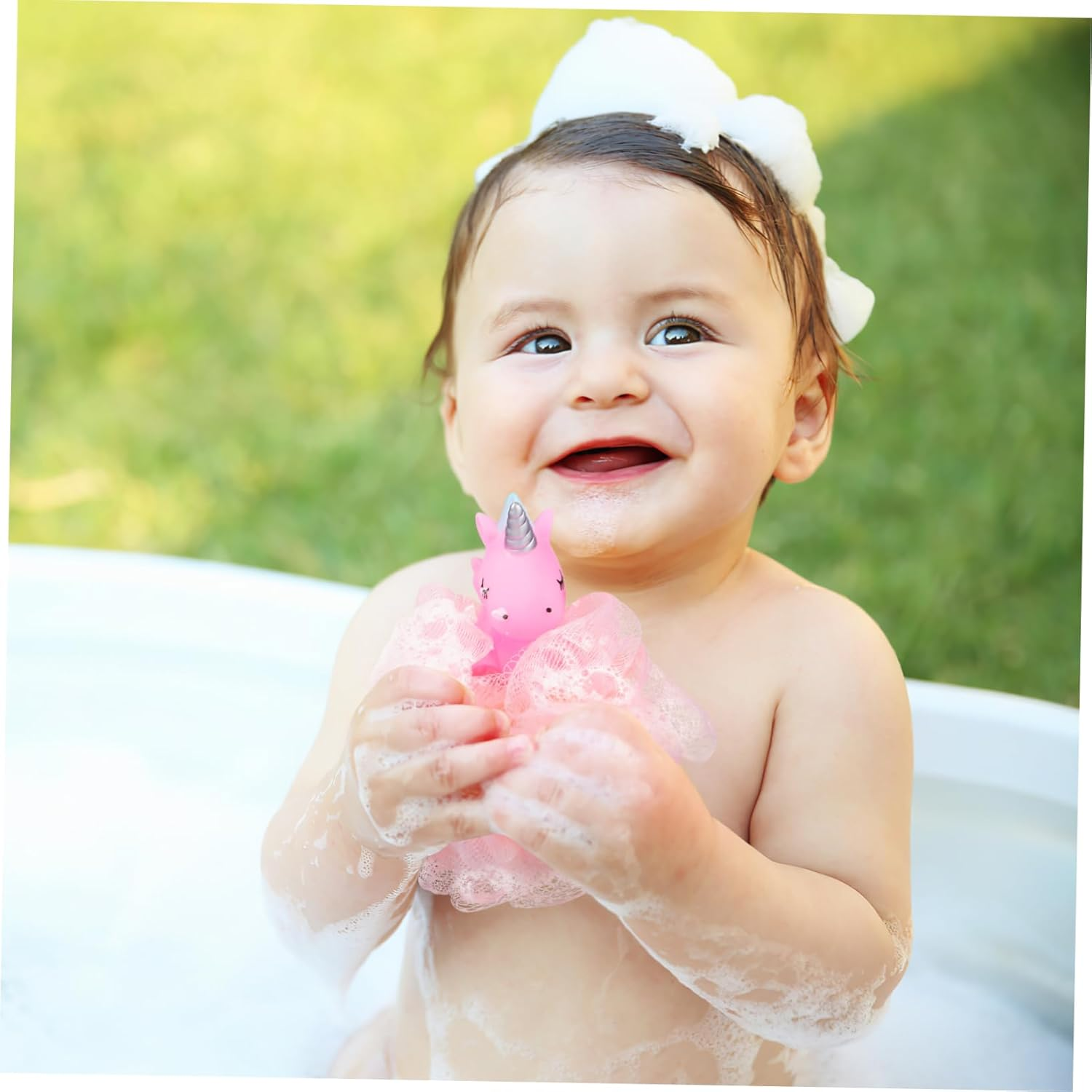 Lurrose 2Pcs Unicorn Shower Loofah Exfoliating Mesh Shower Ball Pouf Kids Bath Sponge Body Cleaner Deep Cleaning Loofah Bath Sponge image number 6