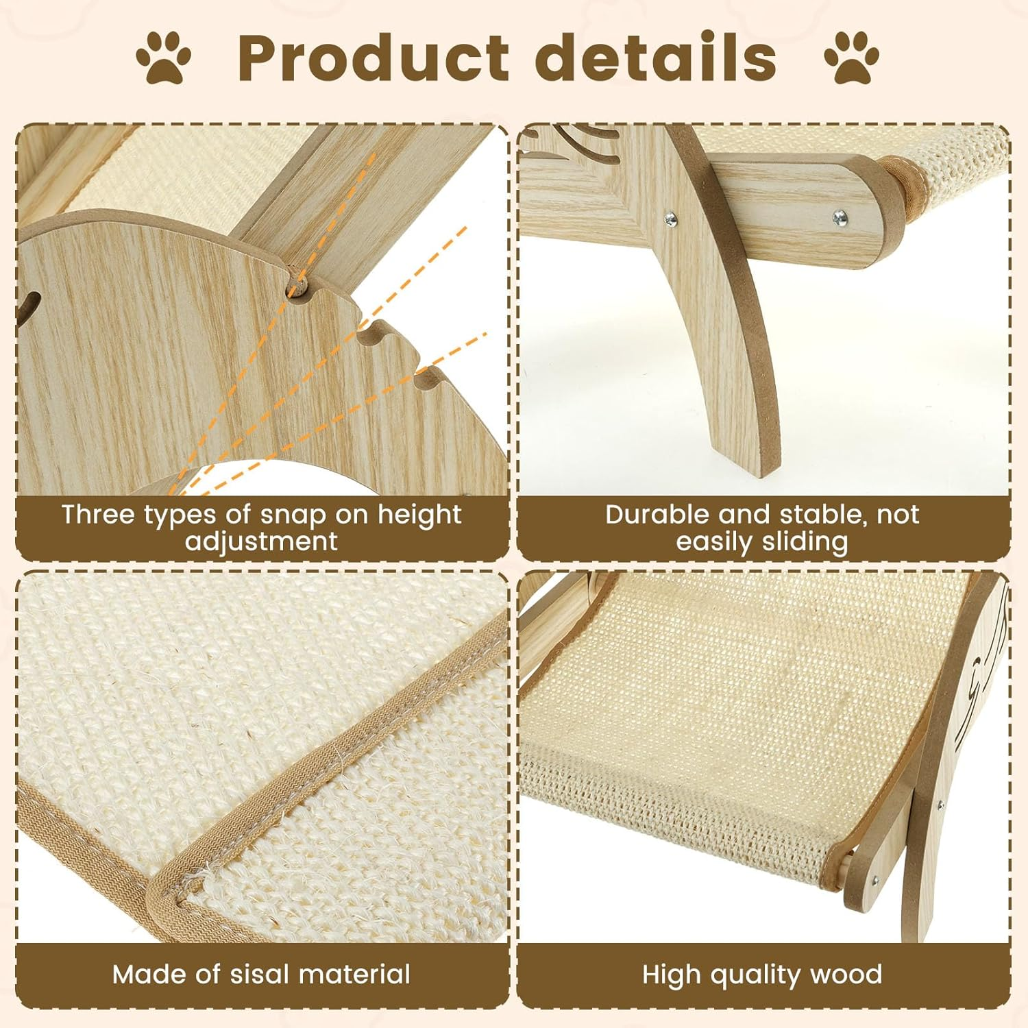 Cat Bed,Pet Hammock Bed,Cat Bed Hammock,Cat Hammock Chair,Cat Scratcher Lounger Bed,Cat Chair Bed,Cat Sisal Lounge Chair,Cat Scratching Chair,Cat Lounge Chair for Cats Beach Home Indoors Outdoors image number 4