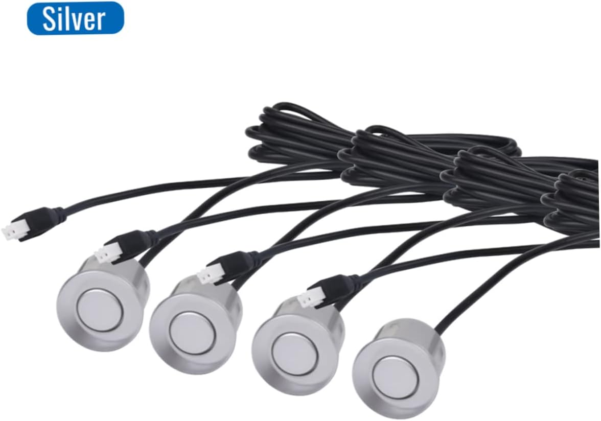 Mobestech Car Parking Warning System with 4 Probe Reversing Radar Sensors, Silver Led Backup Sensor Kit for Rear Parking Safety and Distance Alert image number 2