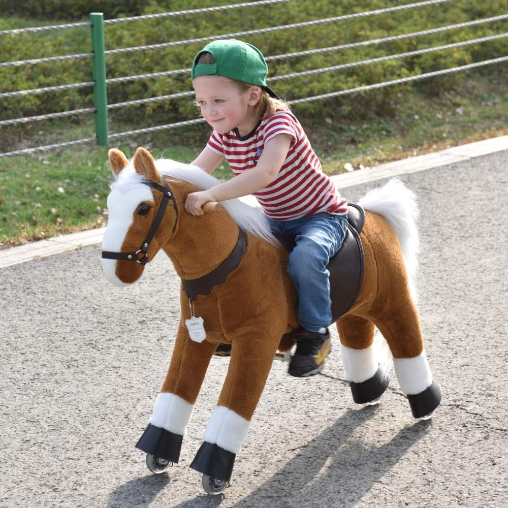 UFREE Horse Action Pony, Ride on Toy, Mechanical Moving Horse, Giddyup for Children 4 to 9 Years Old, Height 93Cm (White Mane & Tail) image number 6