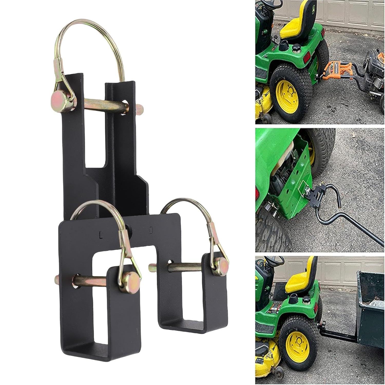 Universal Trash Can Coupler to Hook Multiple Wheeled Trash Containers Carbon Steel Construction, Wheeled Garbage Bin Hauling Hook with Detachable Pin, Quick Cleanup image number 1