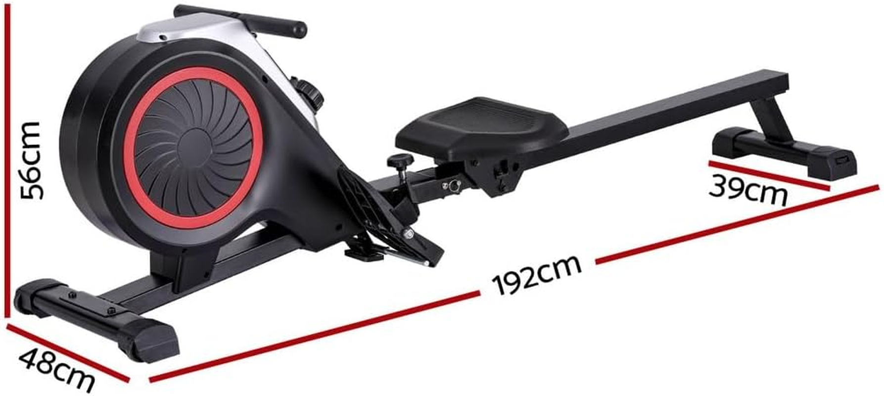 Everfit Elastic Rope Resistance Rowing Machine, Foldable Magnetic Rower Home Gym Fitness Equipment Cardio Workout Exercise, Adjustable 16 Levels 120KG Weight Capacity LCD Monitor Black image number 4