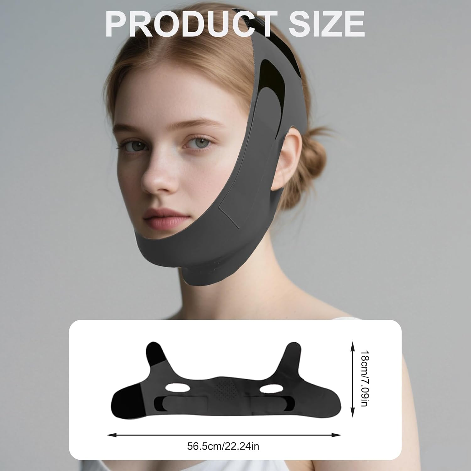 Adjustable Chin Strap for Sleeping Jawline Shaper V Line Lifting Mask Face Slimmer for Double Chin （Black） - Green image number 4