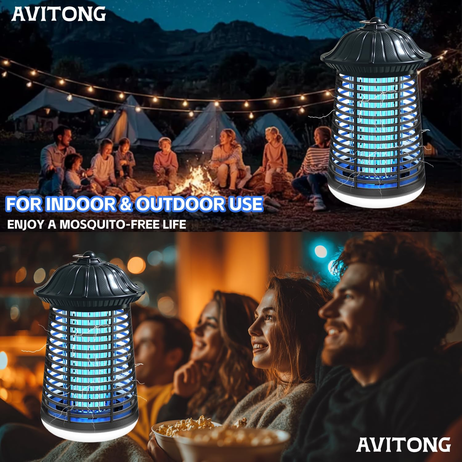 Electric Bug Zapper with LED Light, 15W Mosquito Insect Killer Lamp, Indoor Outdoor Fly Trap with 1.2M Cord, Safe Grid Design image number 2