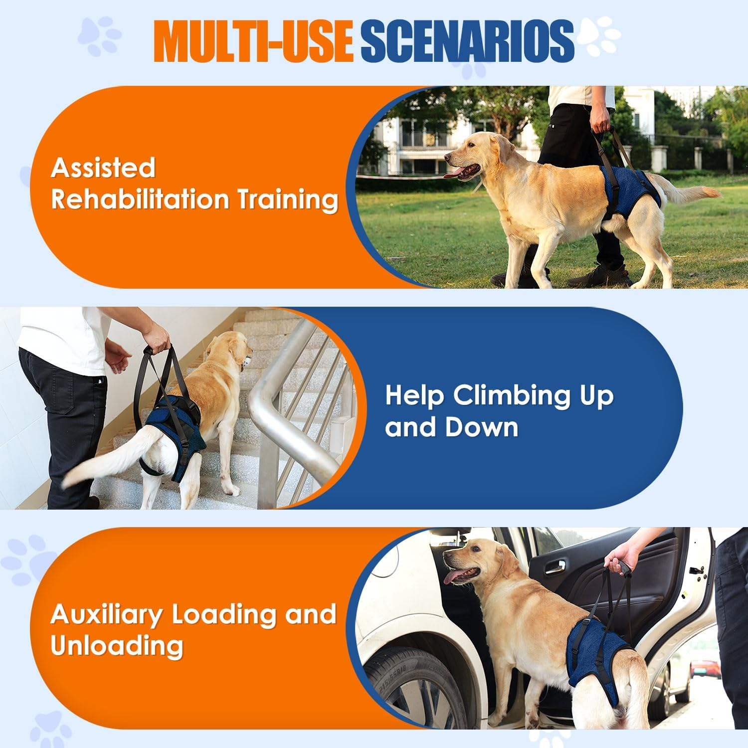 AUTOWT Dog Sling Harness, Hind Leg Support Sling for Elderly Injured Arthritic Disabled Dogs Provides Rehabilitation Aid for Weak Back Legs, Comfy Pet Auxiliary Harness for Walking Climbing