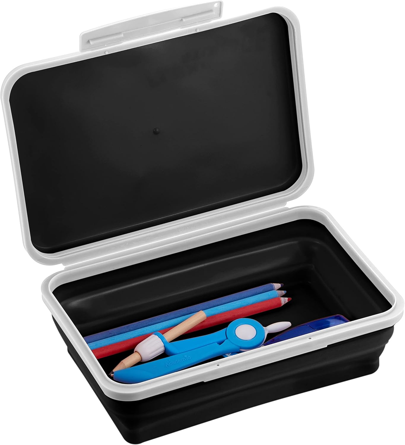 It'S Academic Flexi Storage Box with Lid, Collapsible Pencil Case Design for Craft and School Supplies, Black image number 2