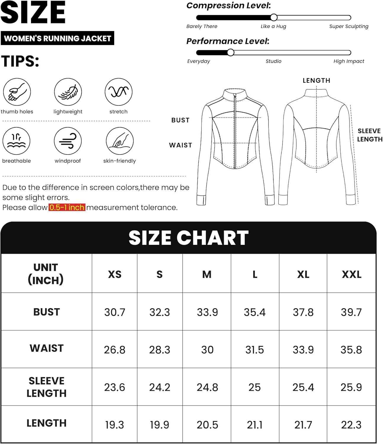 Women'S Lightweight Cropped Workout Jacket with Thumb Holes and Zipper Guard, Grey, XS-XL image number 5