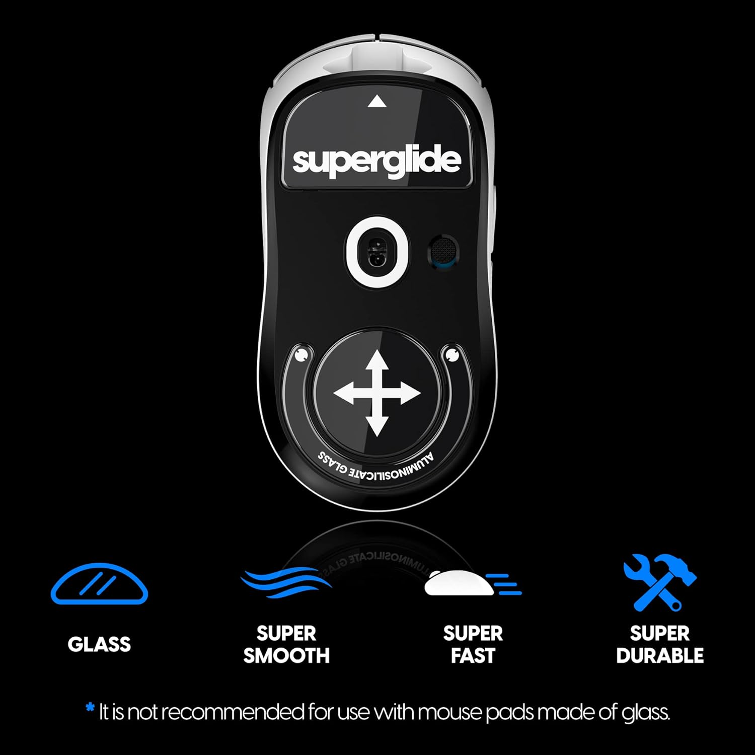 Superglide - Fastest and Smoothest Mouse Feet / Skates Made with Ultra Strong Flawless Glass Super Fast Smooth and Durable Sole - Black image number 3