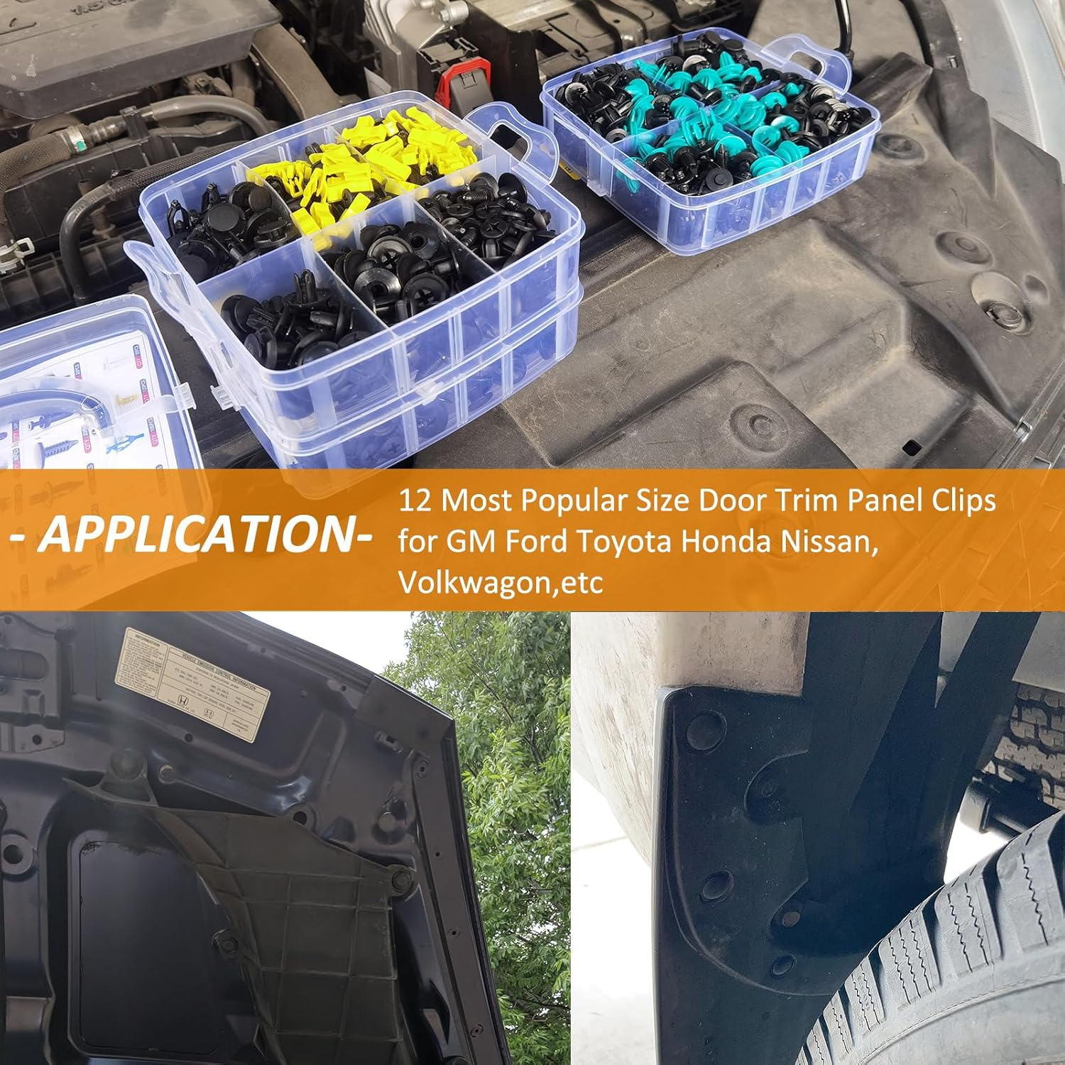 999-Piece Car Push Retainer Clips Body Clips Plastic Fasteners Kit 22 Most Popular Sizes Nylon Auto Push Pin Rivets Set with 5 Removal Tools for Bumper, Fender, Door Trim