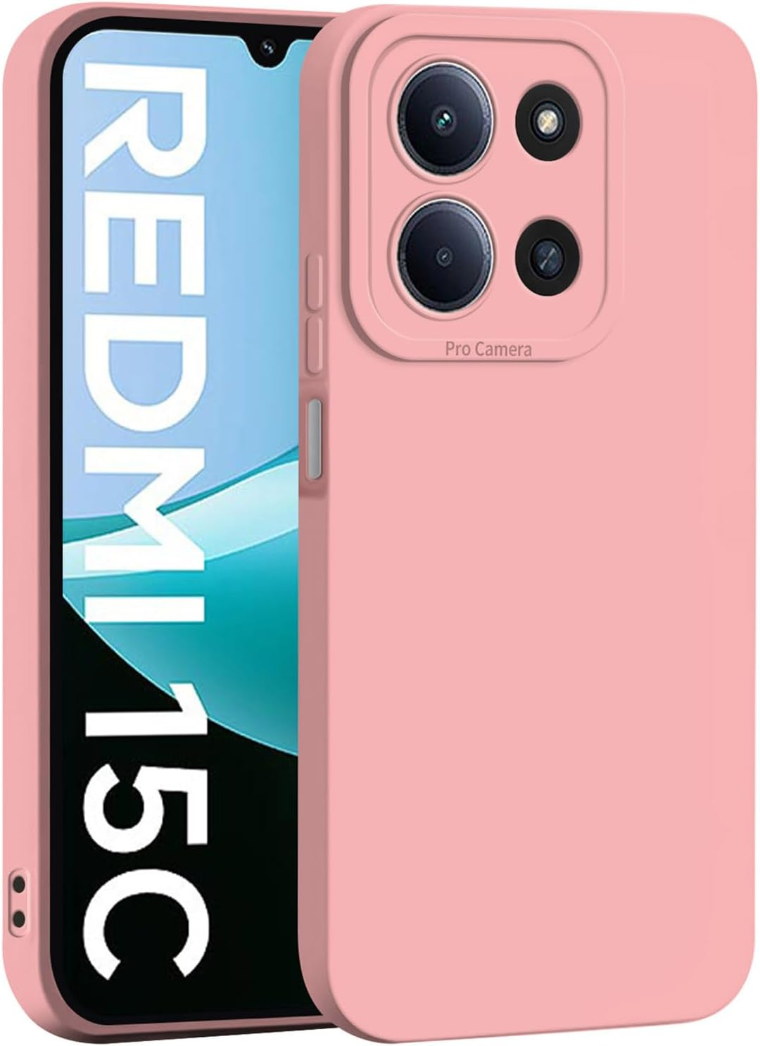 ILING Liquid Silicone Case for Xiaomi Redmi 15C 5G/4G/POCO C85, Simple Plain Ultra Thin Soft TPU Bumper Shockproof Scratch-Resistant Protective Case Matt Elegant Women'S Mobile Phone Case (Pink)