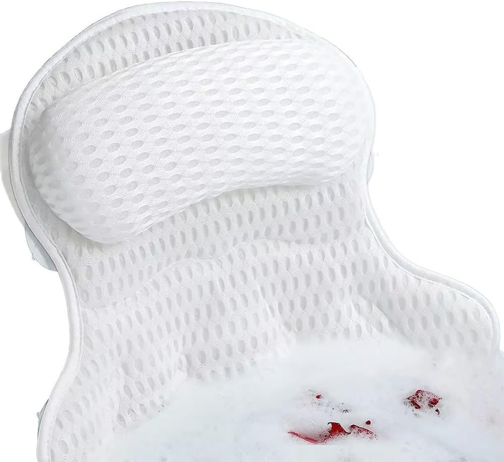 Bathtub Cushion,With Non-Slip Suction Cups,Machine Washable 4D Bath Pillow,Back Support Bath Pillow,Relaxing SPA Accessories,For Relieve Head,Shoulder,Neck Fatigue image number 2