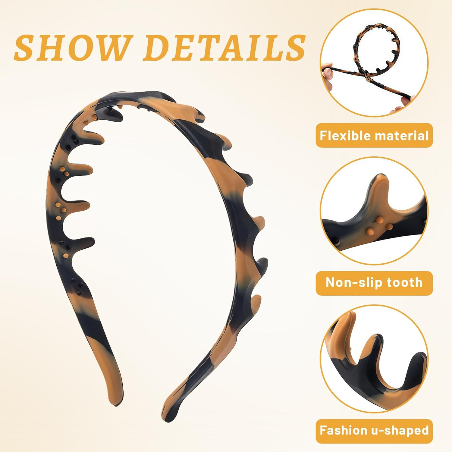 Xanthelle Hair Band, Zigzag Headband with Zag Design, Non-Slip Zig Zag Headband for Women, Stylish Hairstyles Accessories image number 2