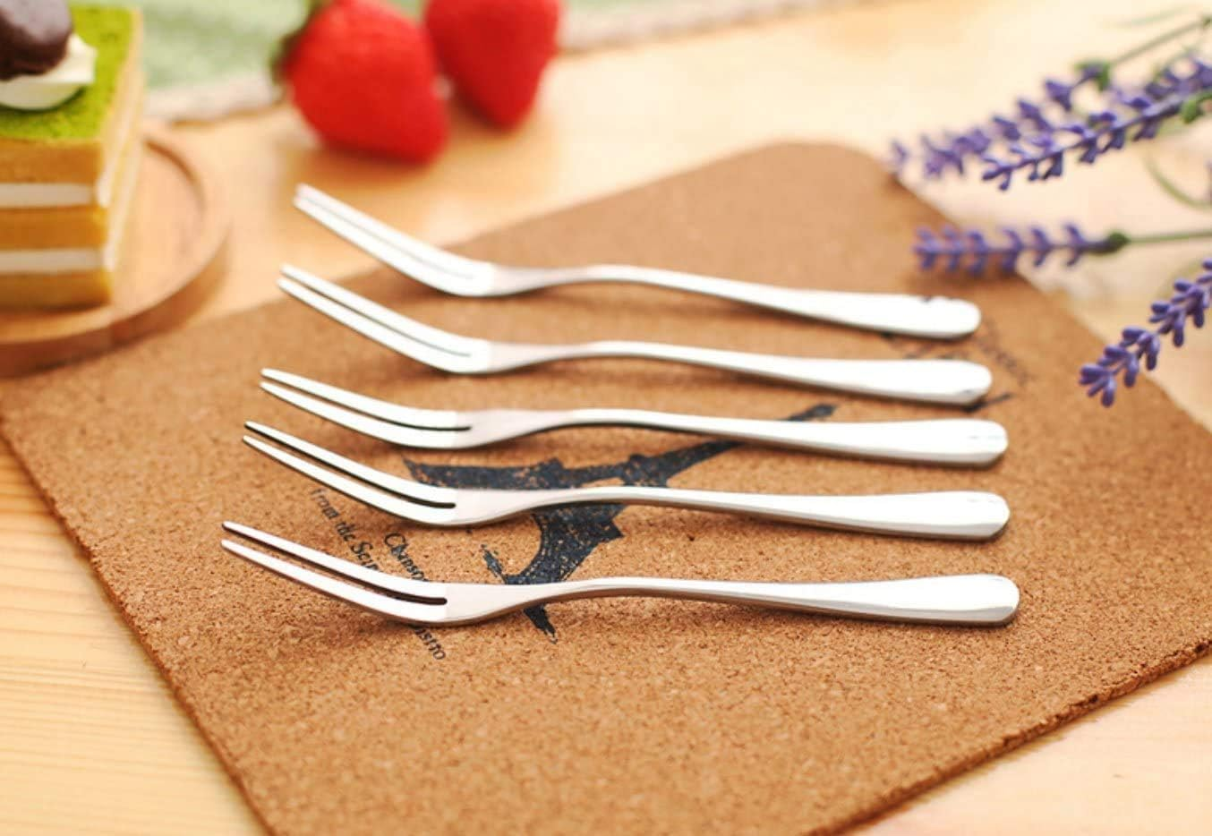 LY-ONE 10 Pcs Cocktail Forks for Appetizers, Fruit, Dessert, Cake and Tasting image number 3