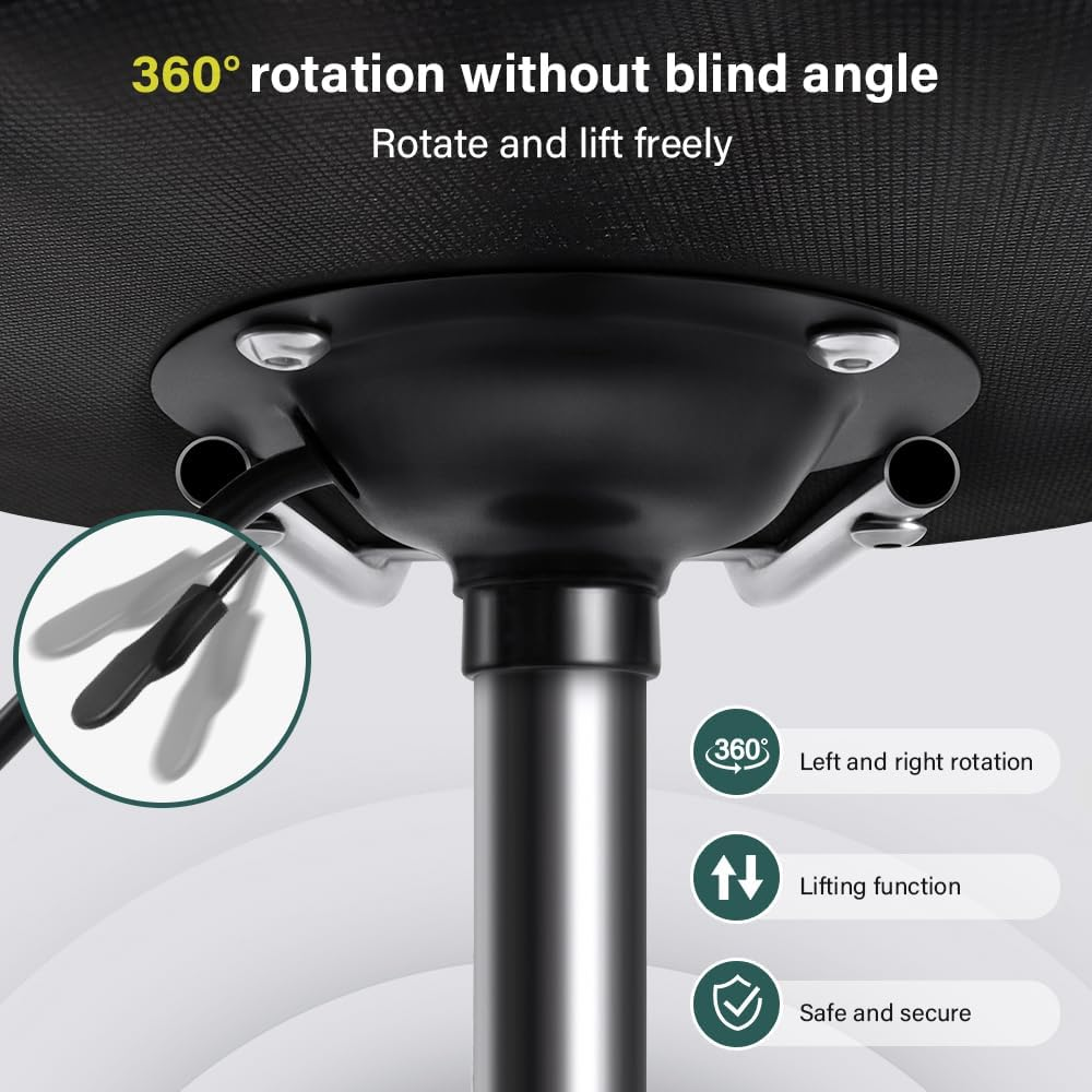 BFTOU Square Swivel Stool with Wheel Perfect for Work SPA Shop Massage Height-Adjustable and Cost-Effective Rolling Stool Chair with Back (White) image number 5