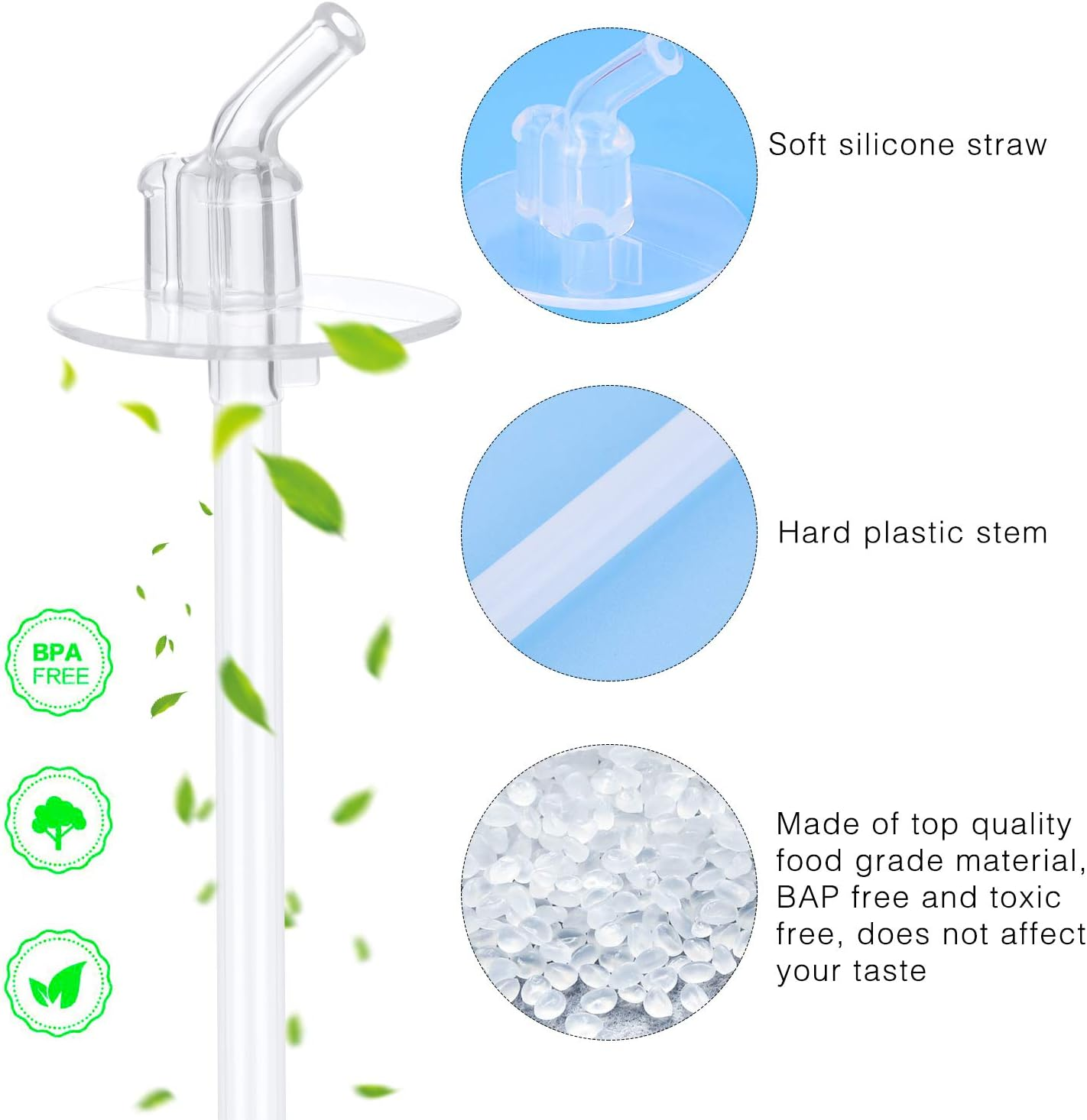 Hysagtek 16 Pcs Thermos Straws Replacement Set for Kids Funtainer 12 Ounce, 6Pcs Thermos Replacement Straws, 6Pcs Silicone Straw Stems, and 3Pcs Straw Cleaning Brushes with Bottle Cleaning Brush image number 2