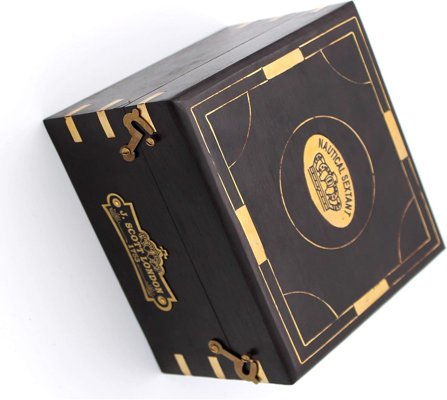 US HANDICRAFTS Handmade Astrolabe Brass Sextant Inbuild Compass with Hardwood Box| image number 2