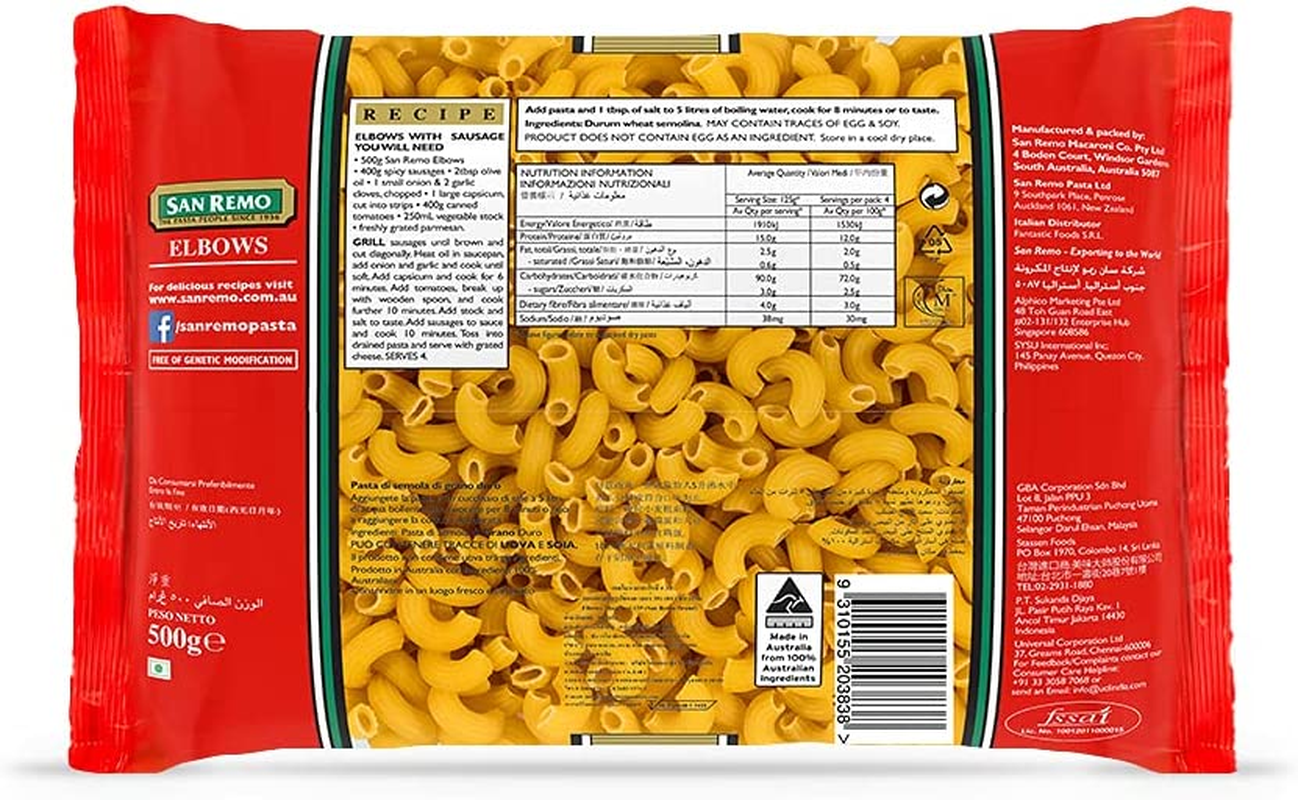 San Remo Elbows, 500G image number 1