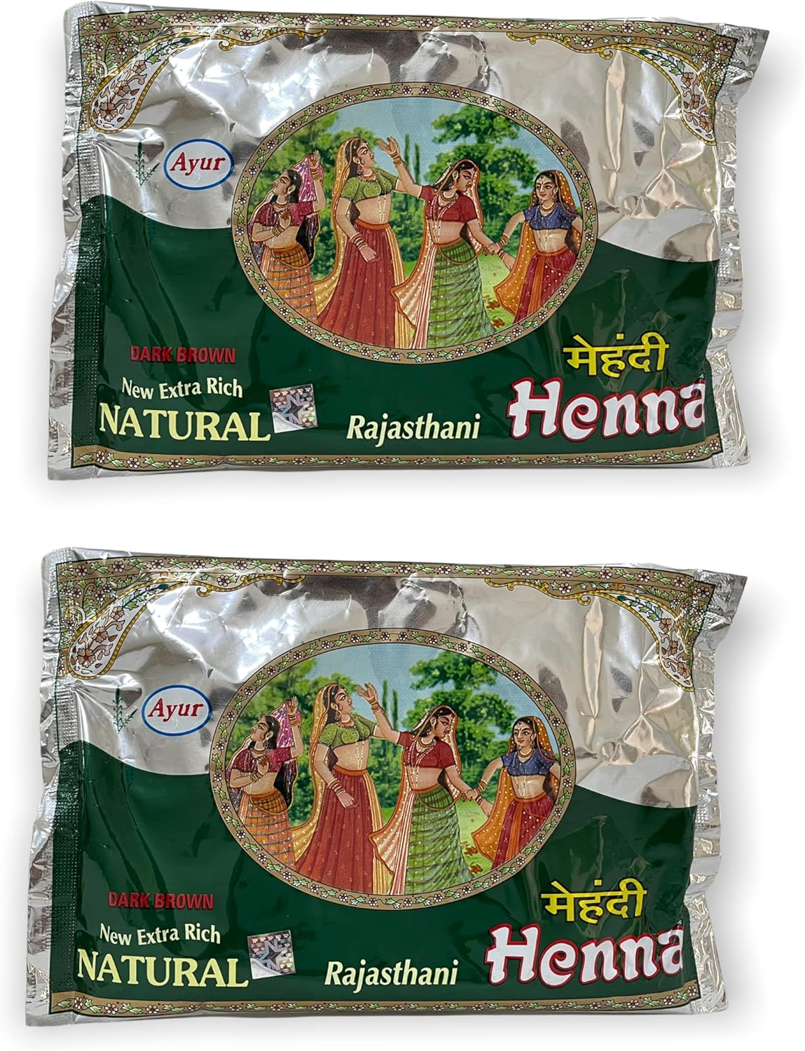 Ayur Herbal Rajasthani Henna Mehndi Powder (Dark Brown) (Pack of 2), Each 150 Gm image number 4