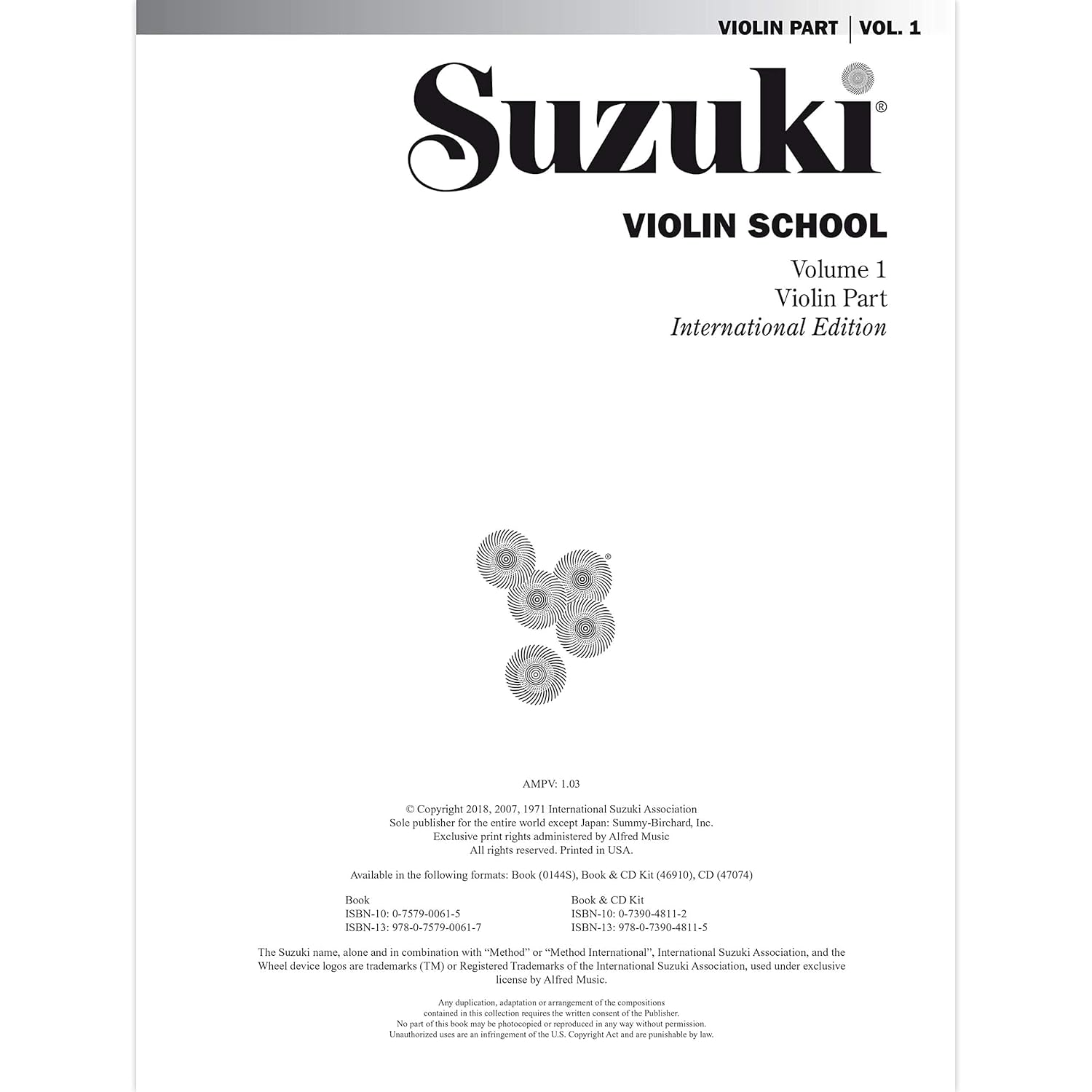 Suzukio Violin School Volume 1 Violin Part (Revised Edition): International Edition image number 1