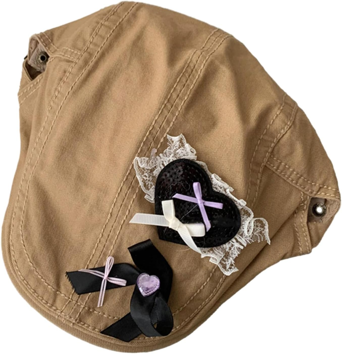 Handmade Vintage French Heart Girls Hat with Elegant Lace Bowknot for Easter, Wedding, Holiday Photography, Birthday Party