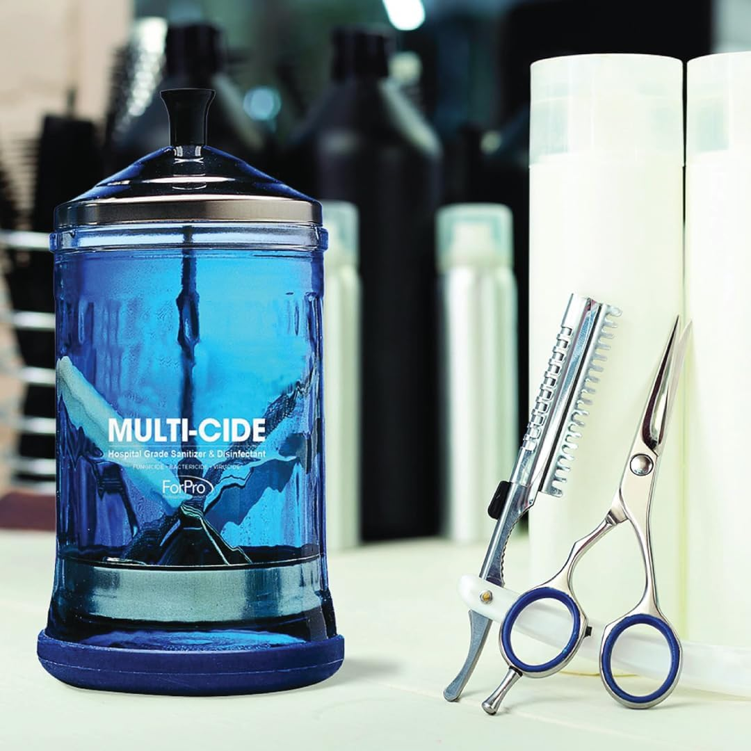 Forpro Multi-Cide Midsize Disinfecting Jar - Disinfectant Glass Jar for Manicure & Spa Implements - 21 Ounces, 8&rdquo; H X 4.25&rdquo; W image number 3