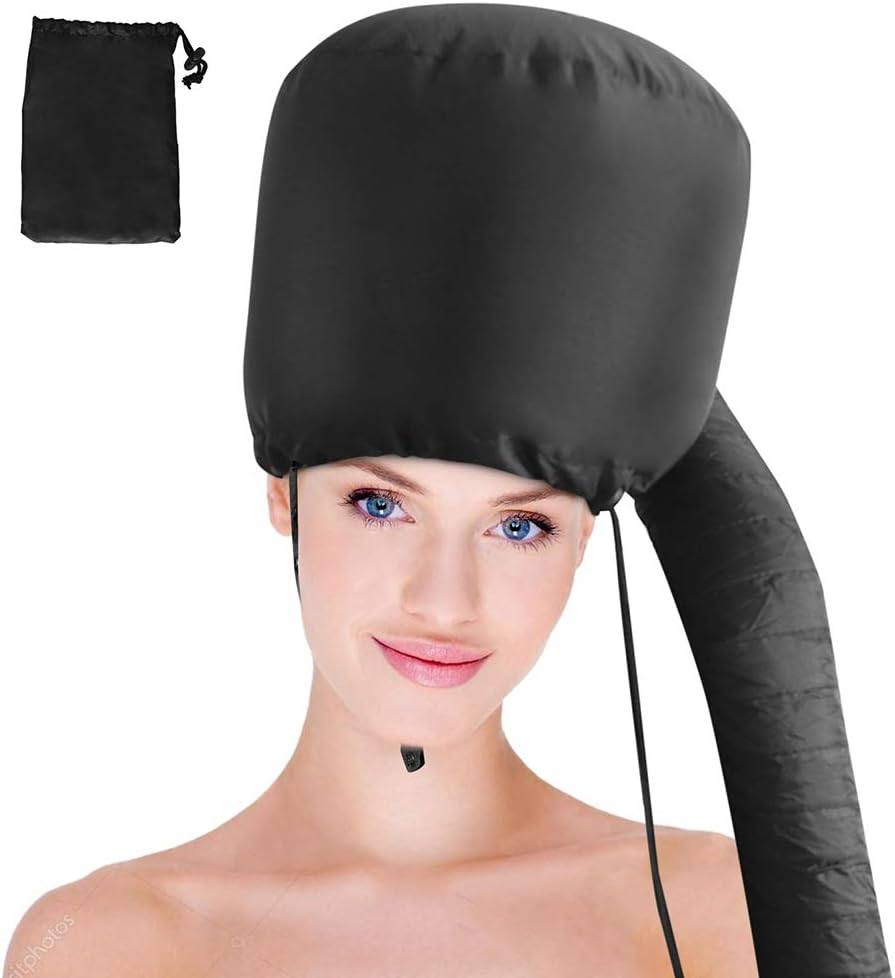 Bonnet Hood Hairdryer Attachment - Upgraded Hair Dryer Bonnet with Chin Strap and Longer Extended Hose More Easy to Enjoy Styling, Curling and Hair Deep Conditioning, Free Carrying Case Hooded Dryer. image number 4