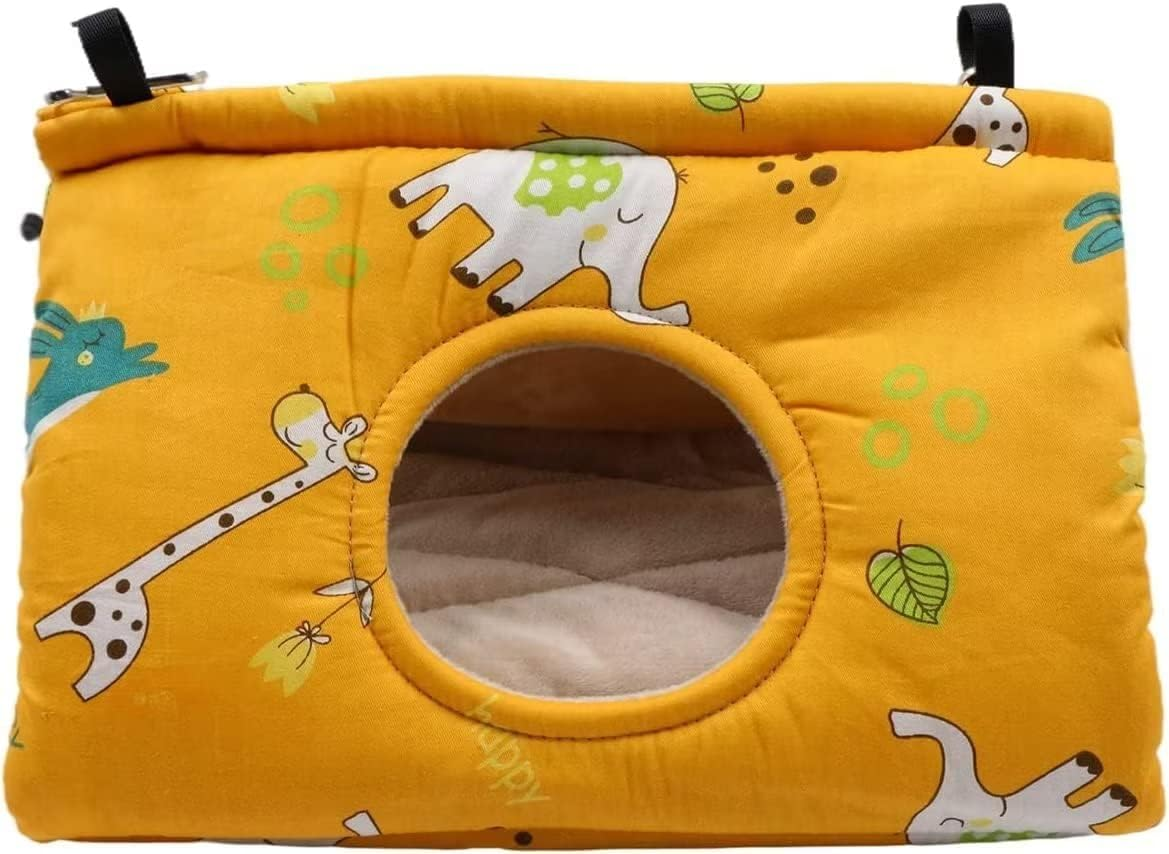 Norhogo Winter Warm Bird Nest House Parrot Hammock Hanging Cave Cage Bird Nest Winter Nest House with Changing Mat for Macaw Budgies Cockatiels Cockatoo M, Yellow image number 3