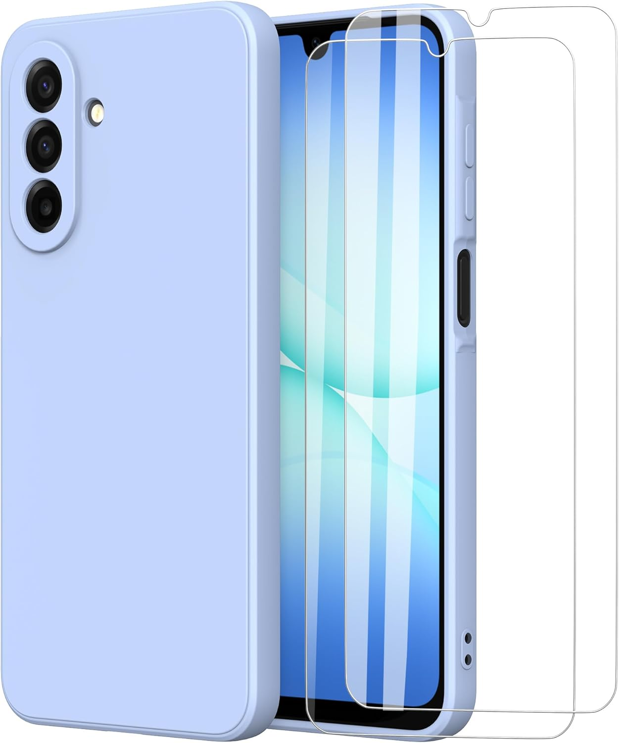 Compatible with Samsung Galaxy A17 5G Case with 2 Protective Films, Mobile Phone Case Liquid Silicone TPU Protective Case Thin Back Cover - Purple image number 4