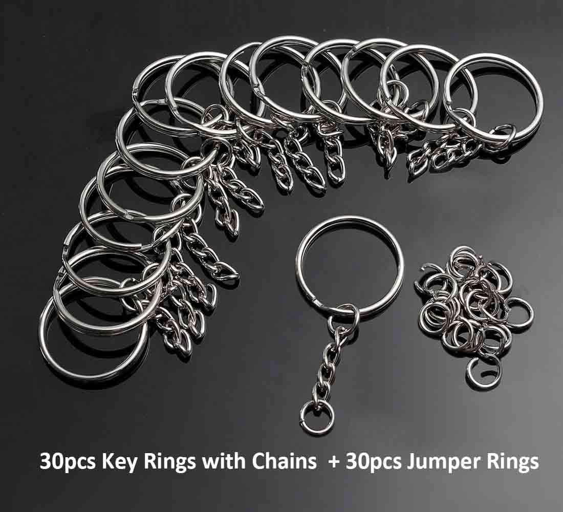 YHYZ Split Key Rings with Chains and Jumper Rings (30 Sets), Premium 1 Inch (25Mm) Metal Key Rings and Keychain Coming with Jumper Rings, Suitable for Crafts, Jewelry Making, Resin, DIY (No Screws) image number 5