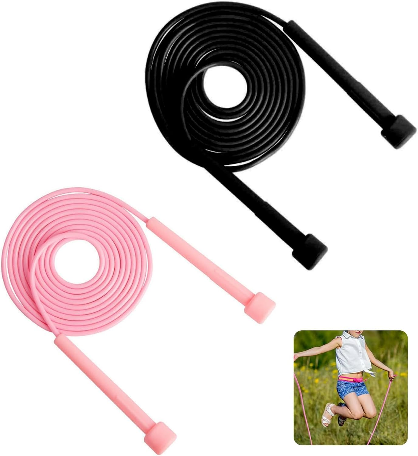 2-Pack Speed Skipping Jump Ropes for Fitness Workout Training, Adjustable Lightweight Rope for Adults, Kids, Blue+Purple, Training for Weight Loss, Exercising to Burn Fat image number 5