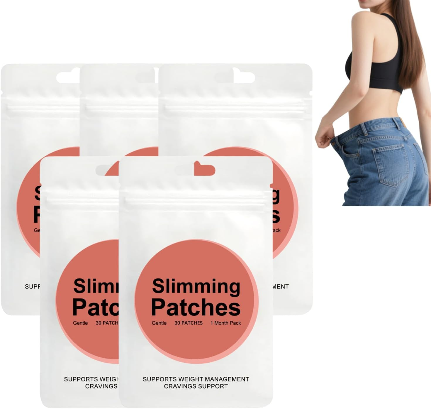 Slim Patch Weight Loss Patches for Women & Men | Natural Ingredients with Fat Burning Botanical Extracts, Ultra Comfortable Lean Patch for All Skin, Body Firming Topicals, Daily Energy (5 Boxes)