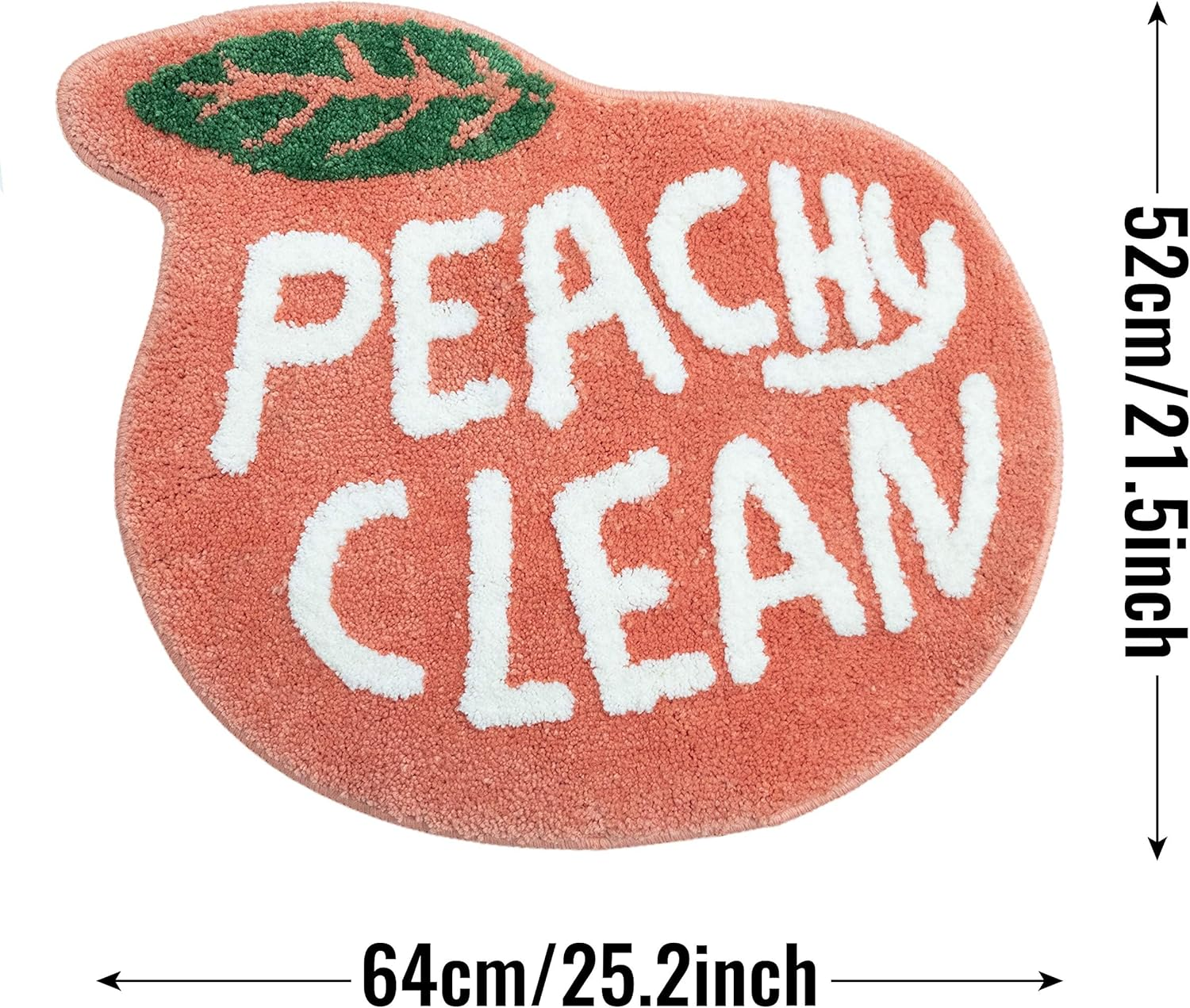 UNIBATH Peach Peach Bath Mat Peachy Fruit Bathroom Rugs for Living Room and Bedroom, Non Slip Washable Rug Orange Bathroom Decor image number 3