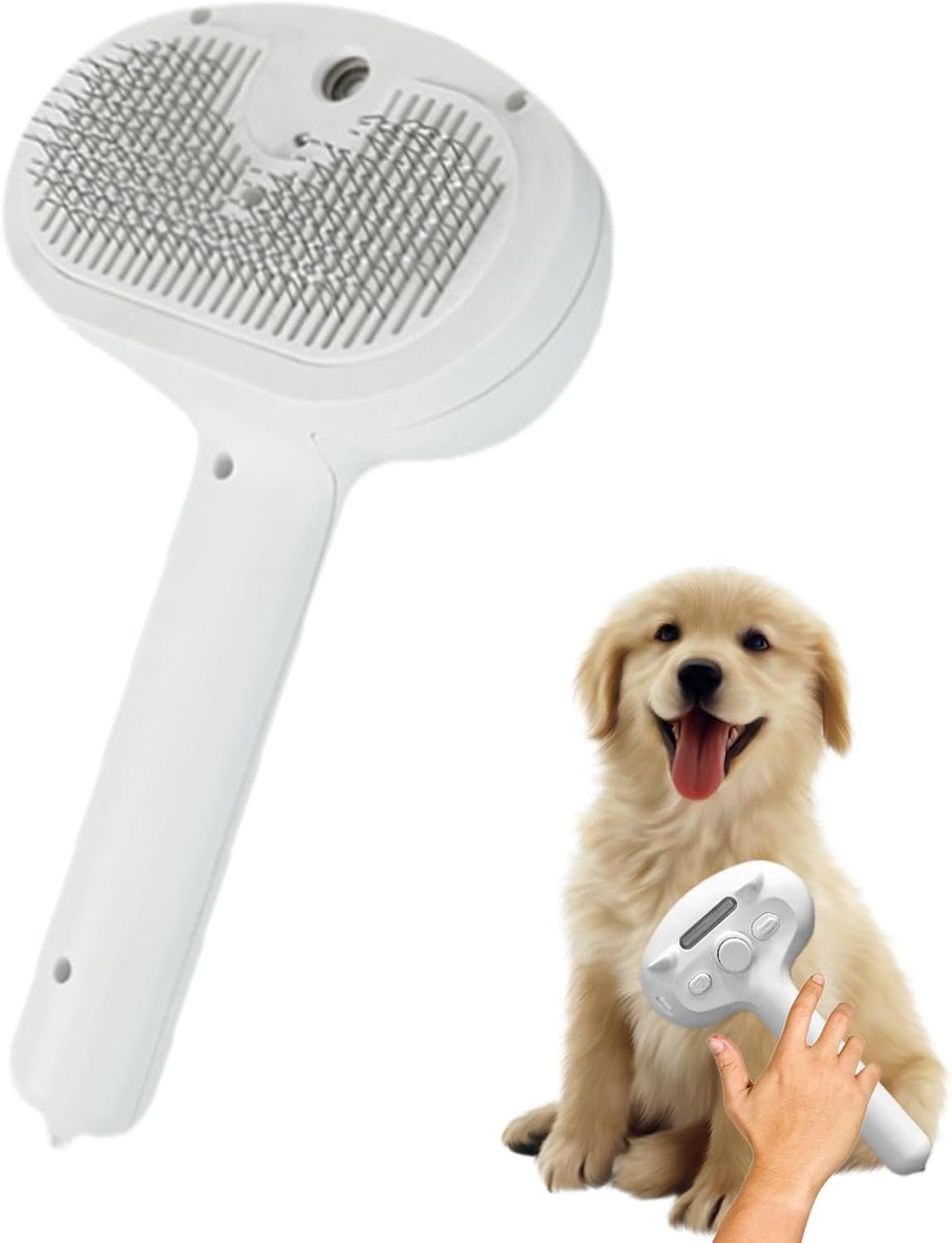 Steam Cat Hair Brush | Dog Slicker Steamy Brush - Hangable Pet Hair Brush with Mist and Release Button, for Tangles and Shedding image number 1