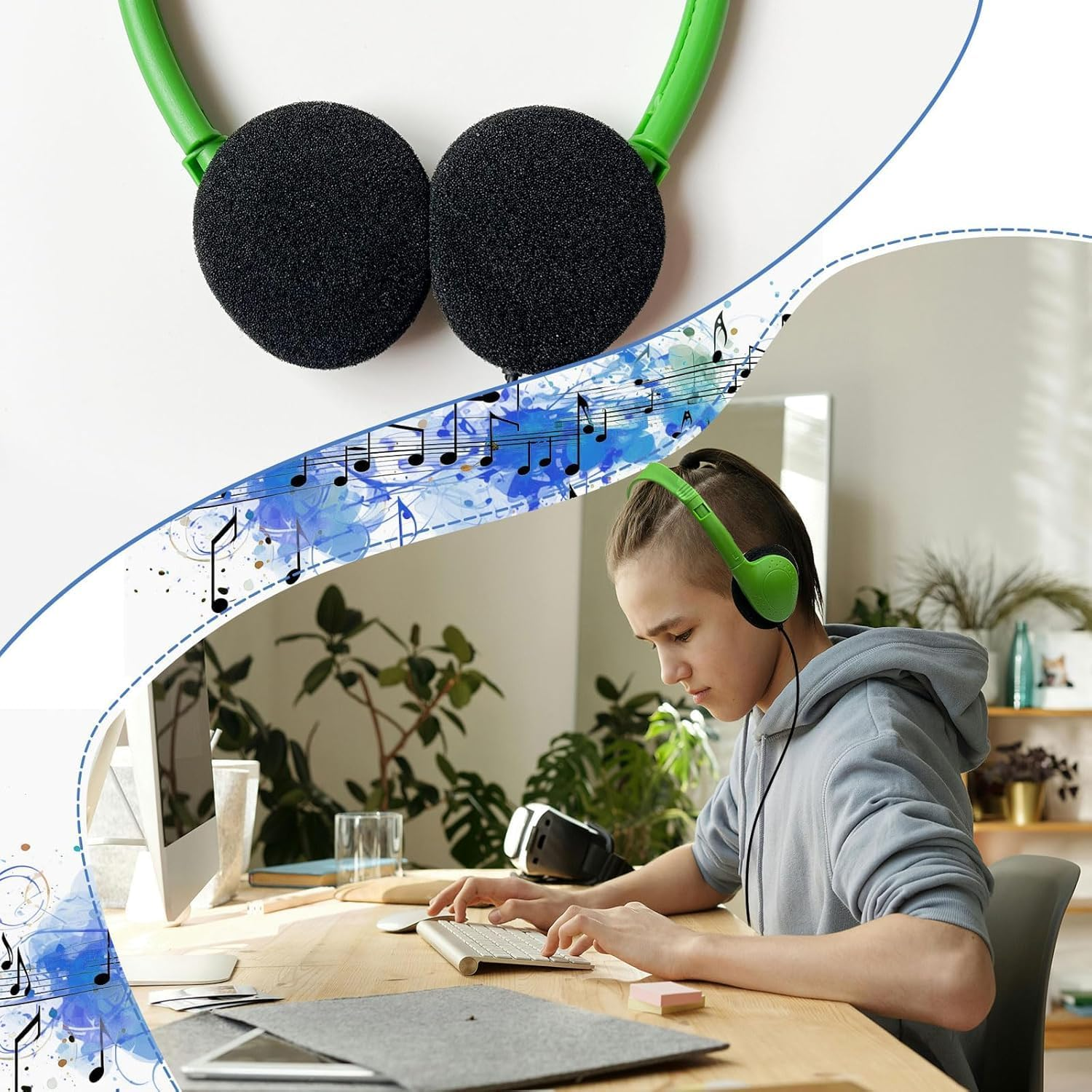 JINWAYBST Bulk Headphones for Classroom, Wholesale 20 Pack Mutil Color Headphones with 3.5 Mm Jack for Kids,School, Student, Libraries, Computer Lab, Testing Centers image number 2