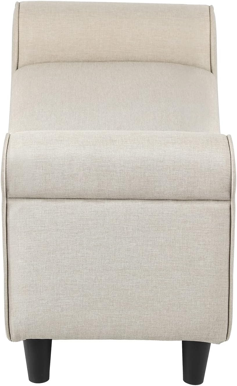 Oikiture 118.5Cm Ottoman Storage Blanket Box Linen Fabric Beige image number 2