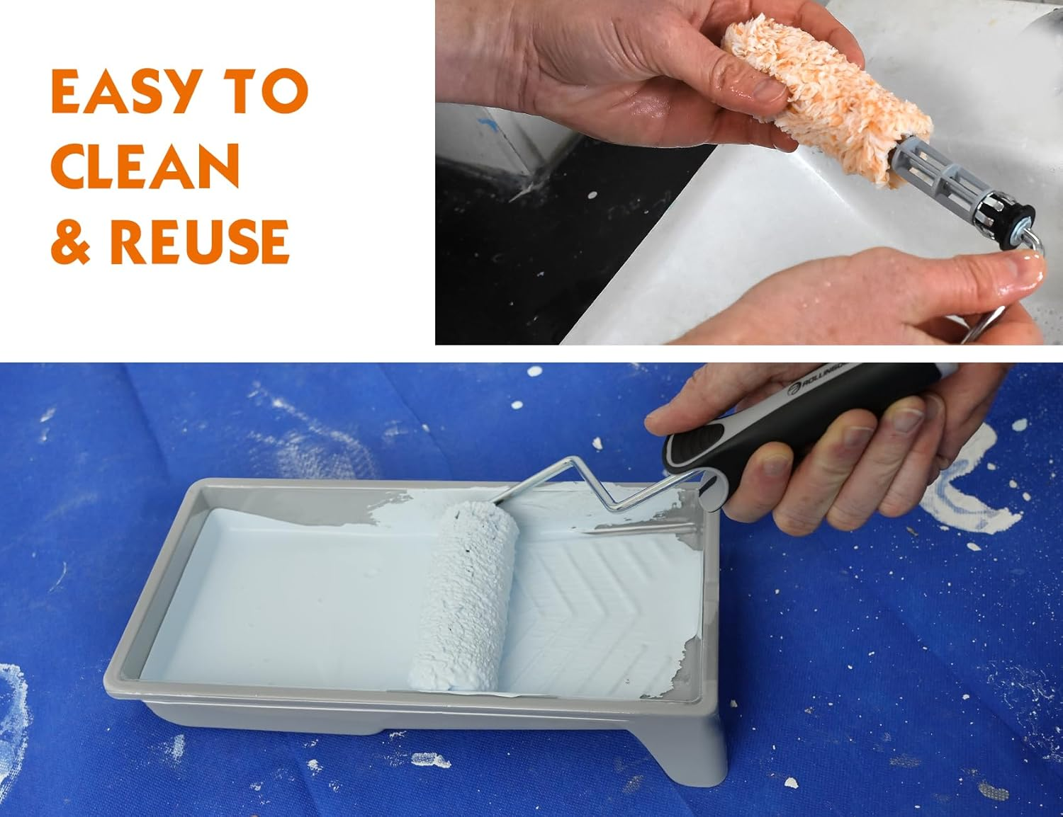 ROLLINGDOG Paint Roller Set - 4 Inch Paint Roller, Microfiber Paint Roller, Small Rollers for Painting, Mini Paint Roller Set Used with All Paints, Pack of 9 image number 6