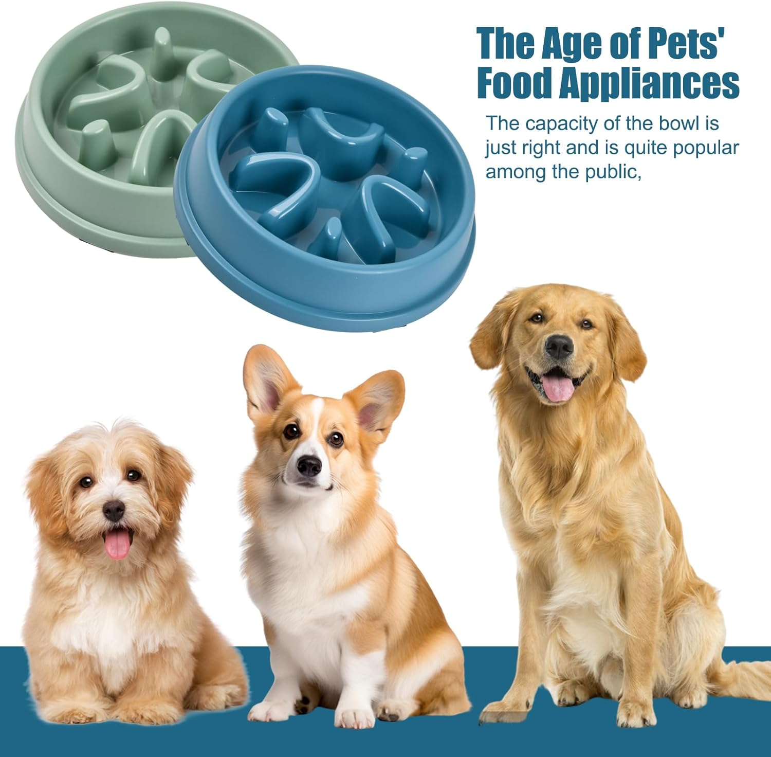 Pack of 2 Anti-Sling Dog Bowls, Anti-Slinging Bowl for Dogs, Slow Feeding for Small and Medium Pets, Interactive Bowl for Slow Feeder and Cat