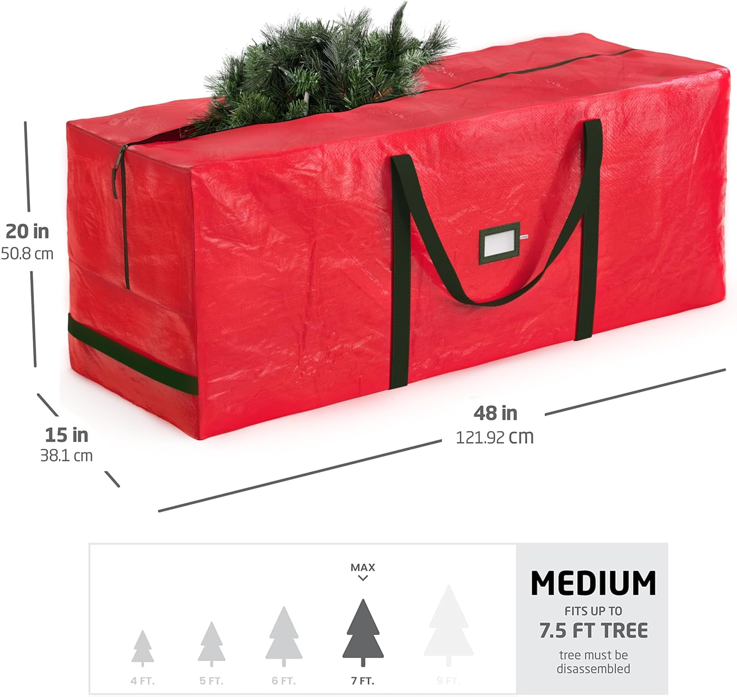 (Red) - Zober Christmas Tree Bag - Artificial Christmas Tree Storage for Trees up to 9' Tall - Also Accommodates Holiday Inflatables 48 X 15 X 20 (Red) image number 1