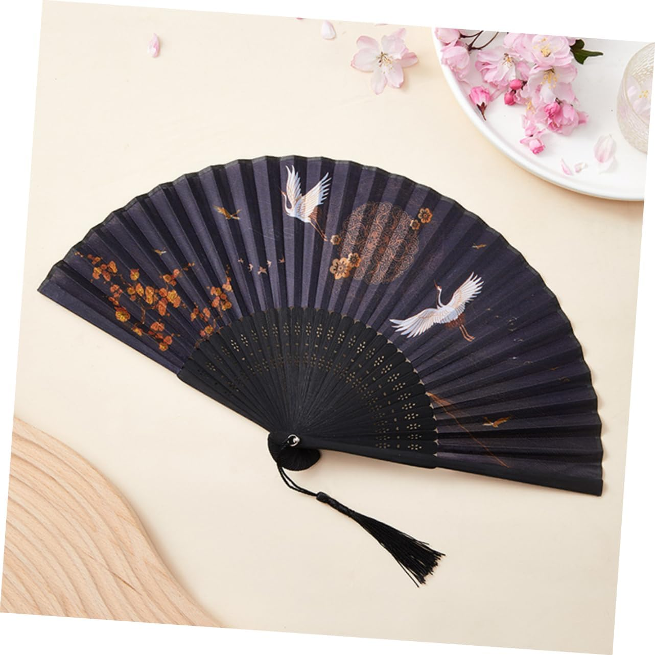 3Pcs Traditional Chinese Hand Fan Retro Folding Fan Elegant for Party Performance Summer Travel image number 5