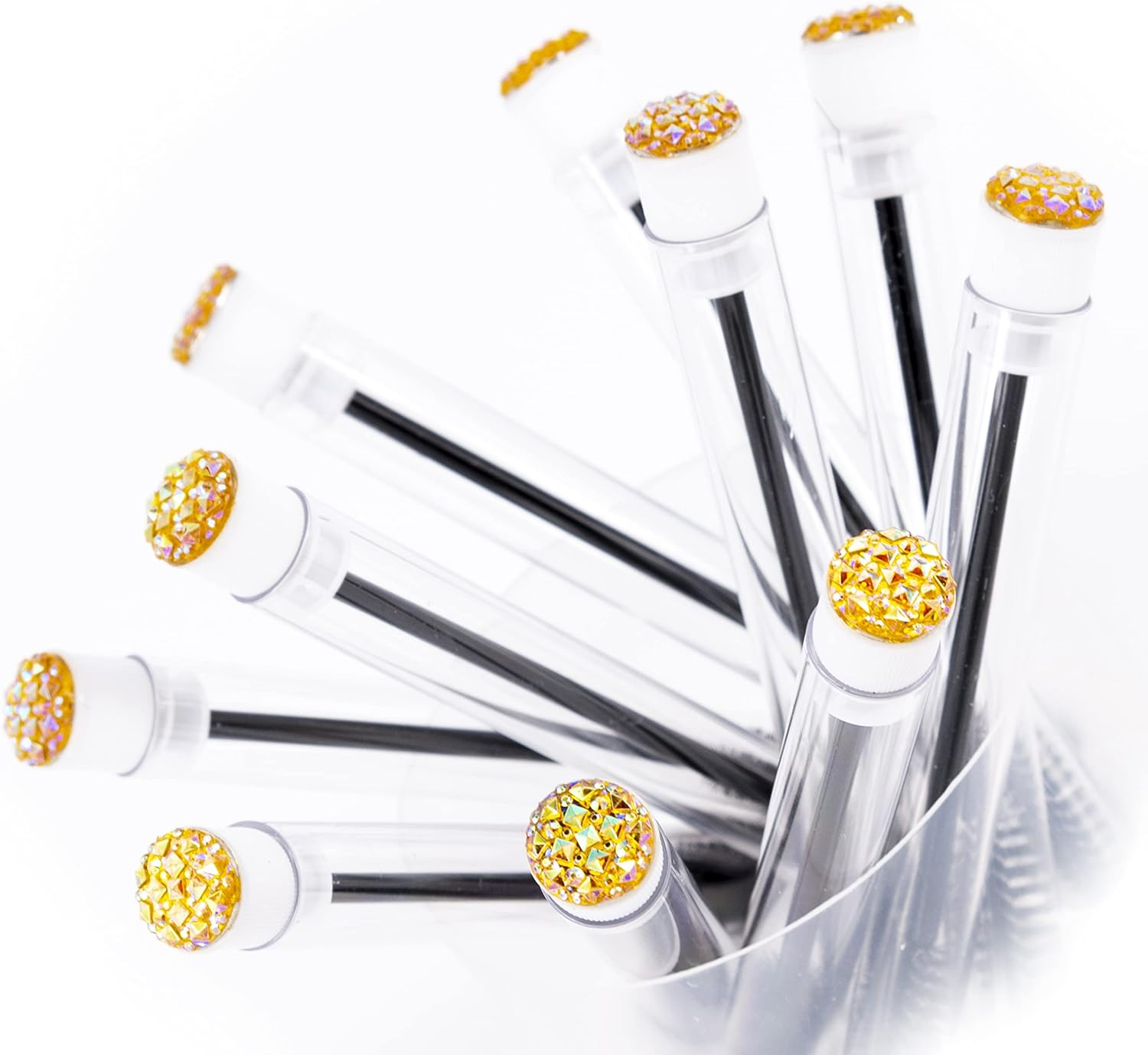 20-Piece Mixed Color Disposable Diamond Mascara Wands - Sanitary Tube Spoolies - Makeup & Eyebrow Applicator Kit image number 7